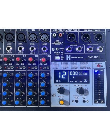 Mezcladora Amplificada 16 Canales Usb Bluetooth Efectos Kmx-Ts16