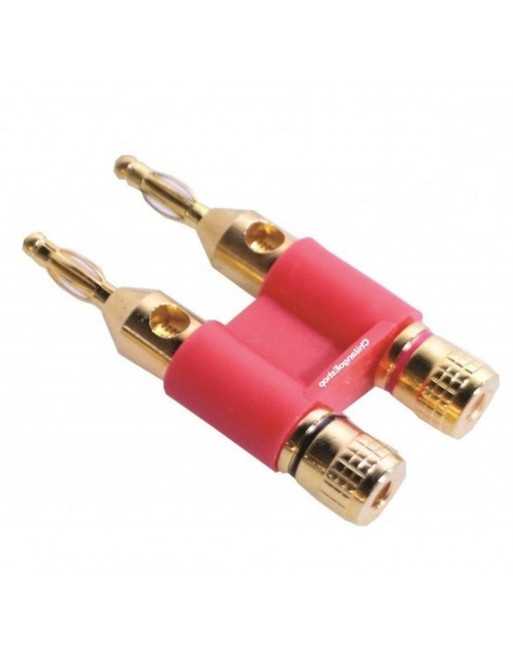 Plug ROJO Doble Banana Dorado Jumbo