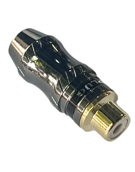 Conector Jack RCA Metalico Punta Dorada Negro