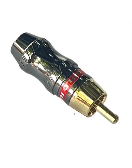 Conector Plug Rca Metal Gold/Plata Polarizado Rojo