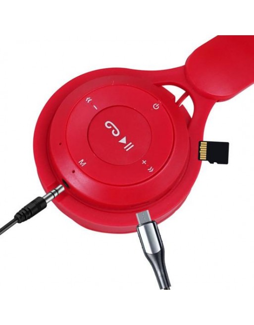 Audifonos Rojos Bluetooth Wireless Orejas Gato RGB DM-MZ-08