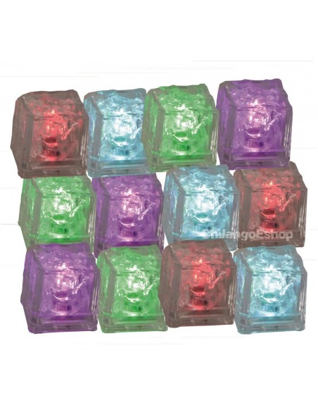 12 Cubos Hielo Led Fiesta Evento Neonmania