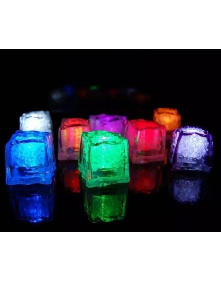 12 Cubos Hielo Led Fiesta Evento Neonmania
