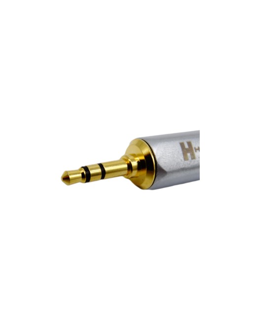 Plug Macho de 3.5 mm Estéreo, dorado metálico color plata con código naranja