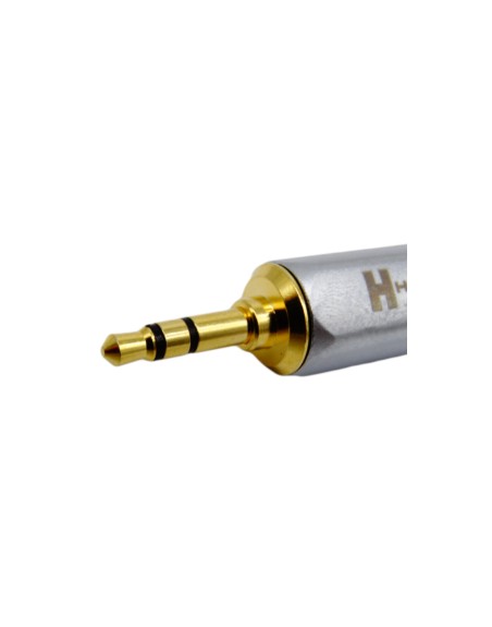 Plug Macho de 3.5 mm Estéreo, dorado metálico color plata con código naranja