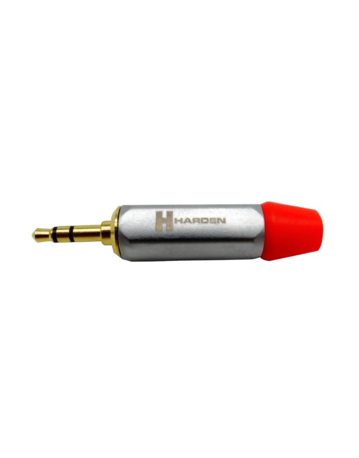 Plug Macho de 3.5 mm Estéreo, dorado metálico color plata con código naranja