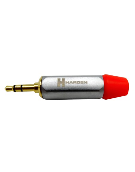 Plug Macho de 3.5 mm Estéreo, dorado metálico color plata con código naranja
