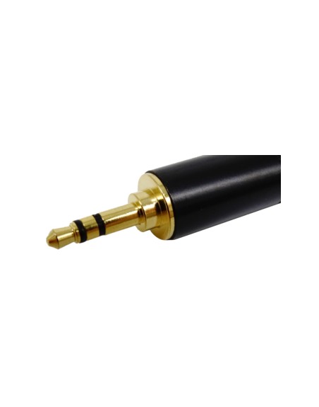 Plug 3.5 mm Estereo Metálico dorado con negro (Plug más largo)