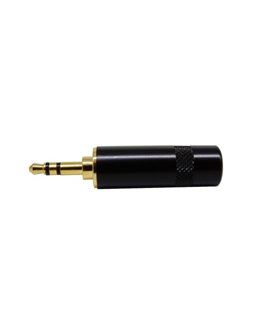 Plug 3.5 mm Estereo Metálico dorado con negro (Plug más largo)