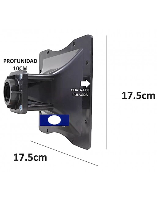 Difusor trompeta cuadrada para driver de rosca 17.5x17.5x10cm