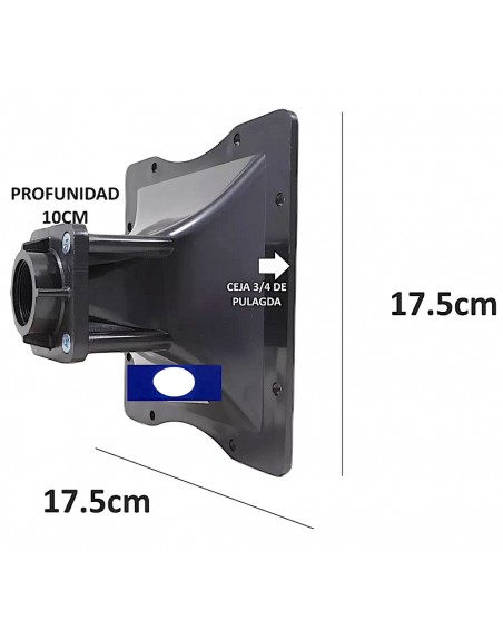 Difusor trompeta cuadrada para driver de rosca 17.5x17.5x10cm