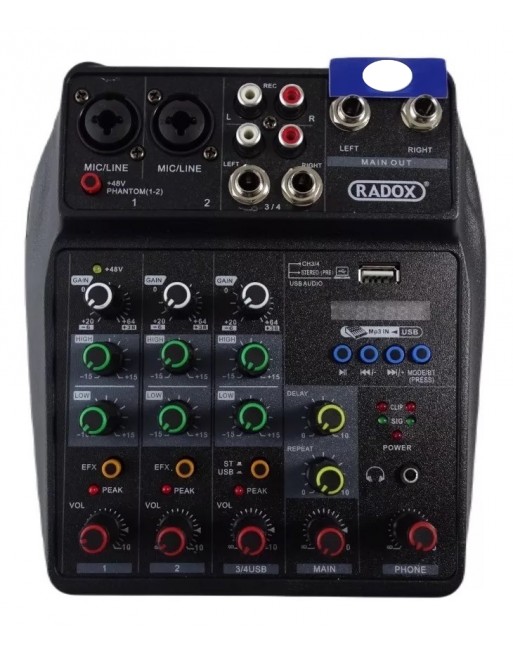 Mezcladora de audio 4 Canales reproductor MP3 Bluetooth
