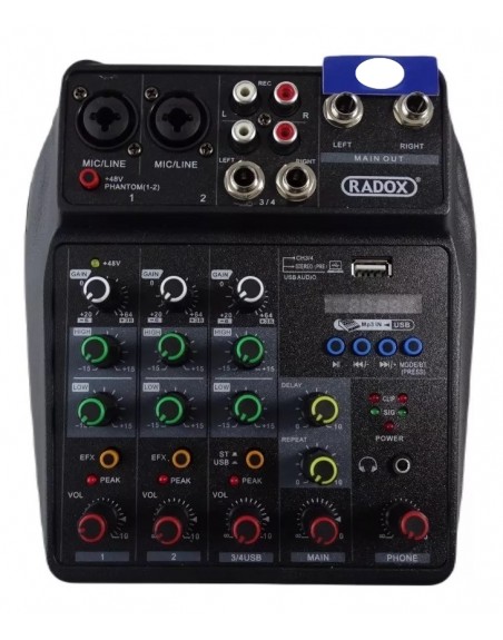 Mezcladora de audio 4 Canales reproductor MP3 Bluetooth