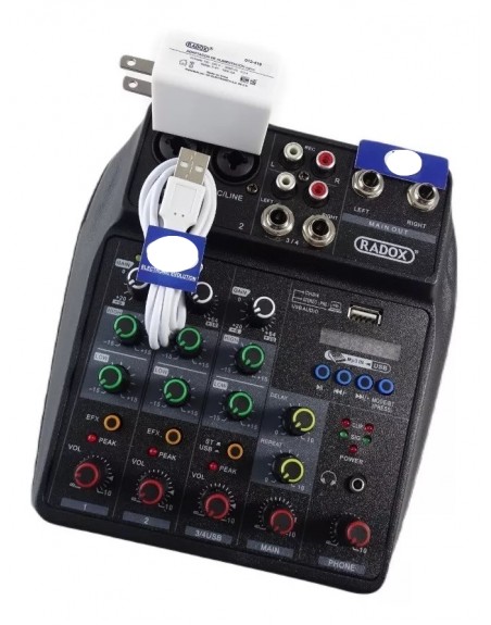 Mezcladora de audio 4 Canales reproductor MP3 Bluetooth