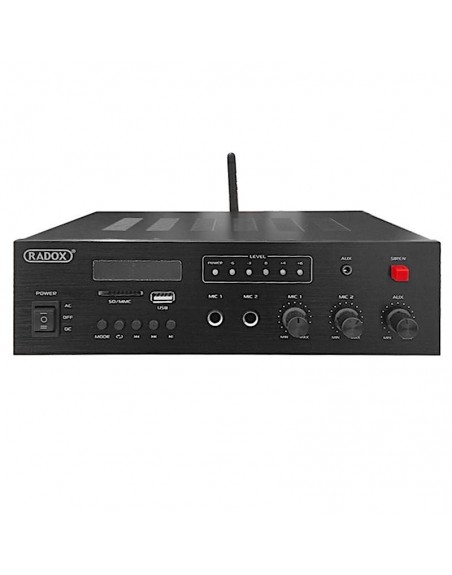 Amplificador Publidifusion 15w x 2ch BT 5.0, MP3, FM 120Vca y 12Vcd