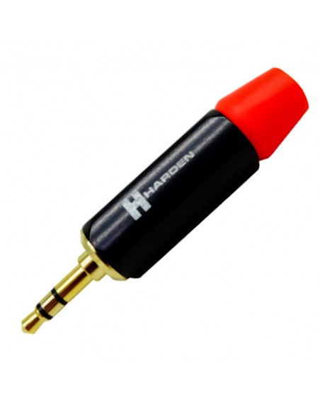 Plug (Macho) de 3.5 mm Estéreo metálico negro con código naranja