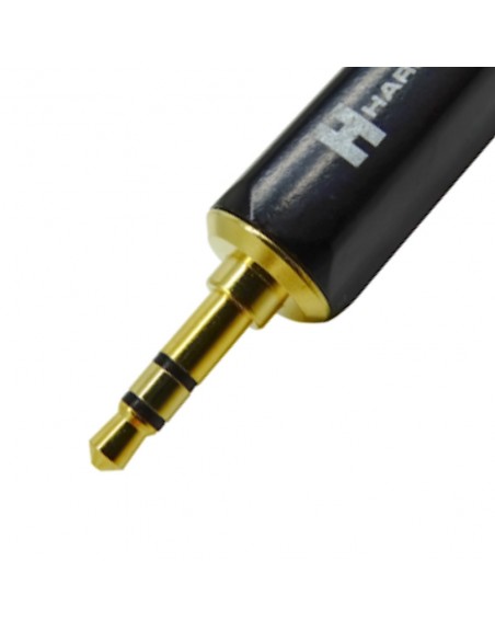 Plug (Macho) de 3.5 mm Estéreo metálico negro con código naranja