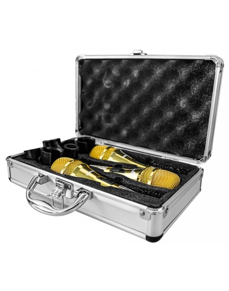 Set 3 Microfonos Dinamicos Profesionales Dorados PRO-505S