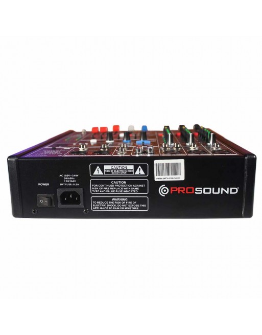 Mezcladora de audio 4 Canales USB MP3 Bluetooth PROSOUND PAMX-04FX