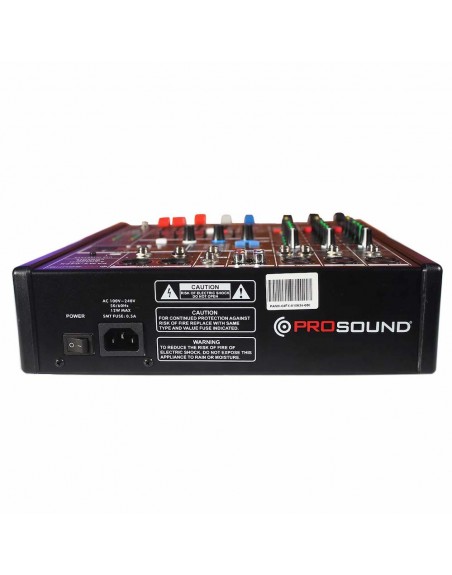 Mezcladora de audio 4 Canales USB MP3 Bluetooth PROSOUND PAMX-04FX
