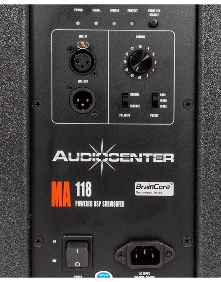 Bafle Subwoofer Profesional Amplificado con ruedas Audiocenter MA118 II