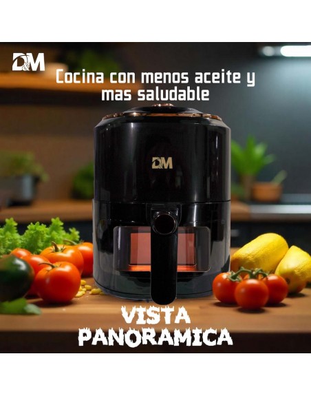 Freidora de aire de acero inoxidable Negra 7.5L