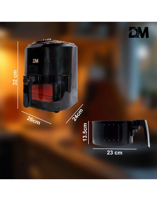 Freidora de aire de acero inoxidable Negra 7.5L