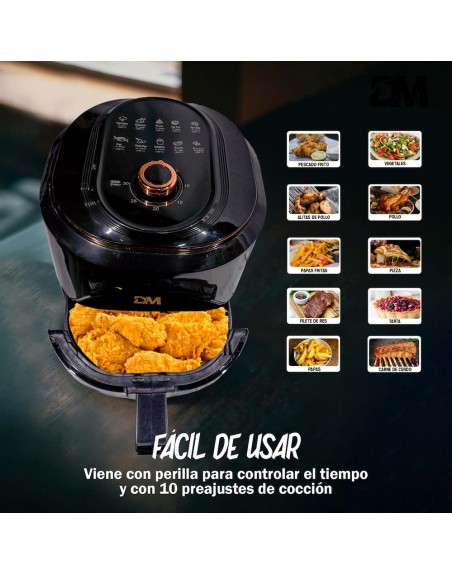 Freidora de aire de acero inoxidable Negra 7.5L