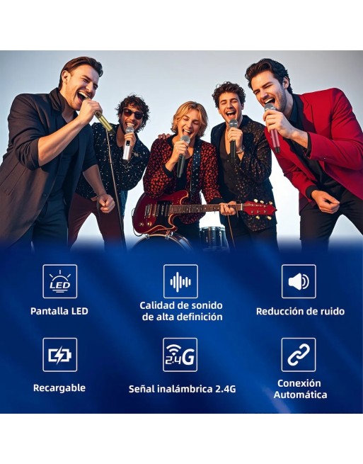 Microfono Dinamico Inalambrico Recargable X108 B1 negro