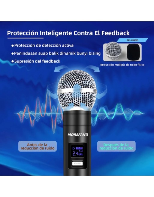 Microfono Dinamico Inalambrico Recargable X108 B1 negro