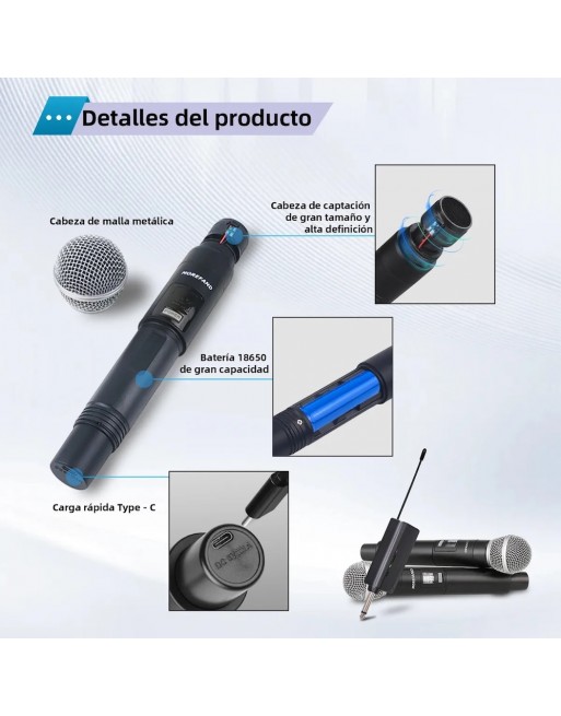 Microfono Dinamico Inalambrico Recargable X108 B1 negro