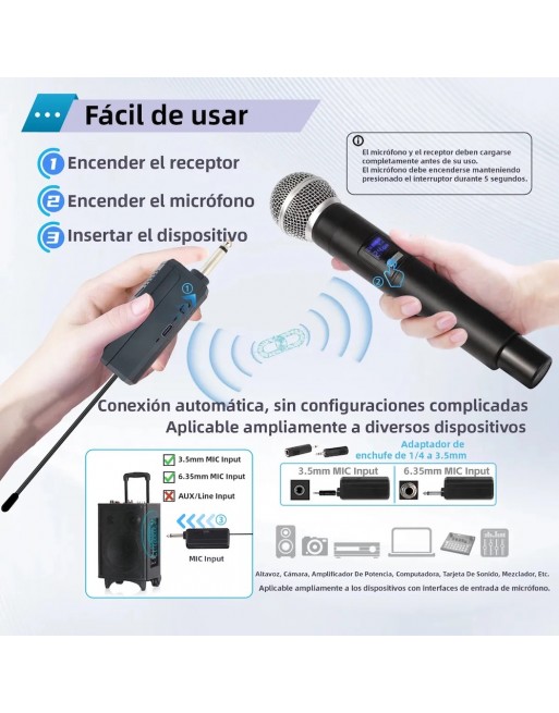 Microfono Dinamico Inalambrico Recargable X108 B1 negro