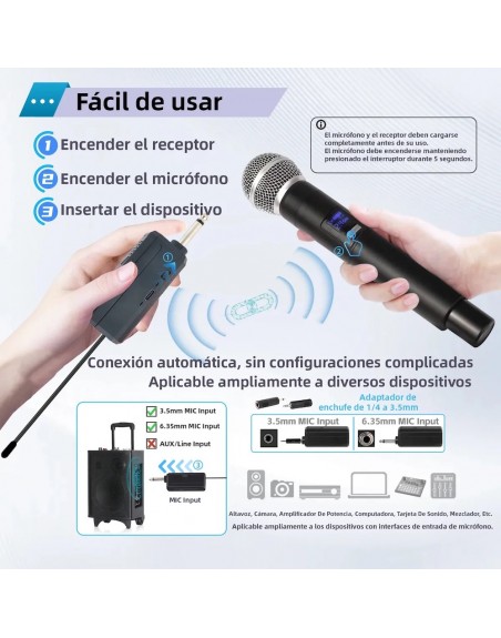 Microfono Dinamico Inalambrico Recargable X108 B1 negro
