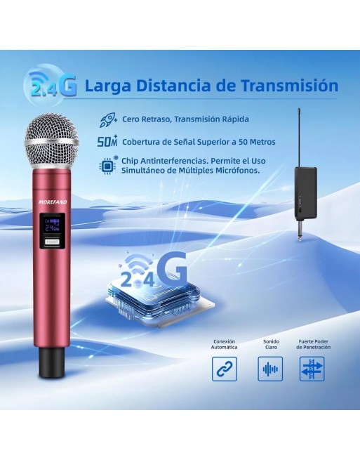 Microfono Dinamico Inalambrico Recargable X108 B1 Rojo