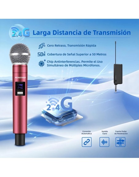 Microfono Dinamico Inalambrico Recargable X108 B1 Rojo