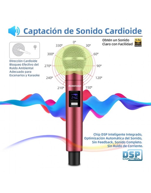 Microfono Dinamico Inalambrico Recargable X108 B1 Rojo