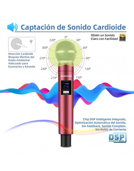 Microfono Dinamico Inalambrico Recargable X108 B1 Rojo