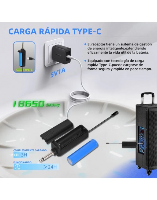 Microfono Dinamico Inalambrico Recargable X108 B1 Rojo