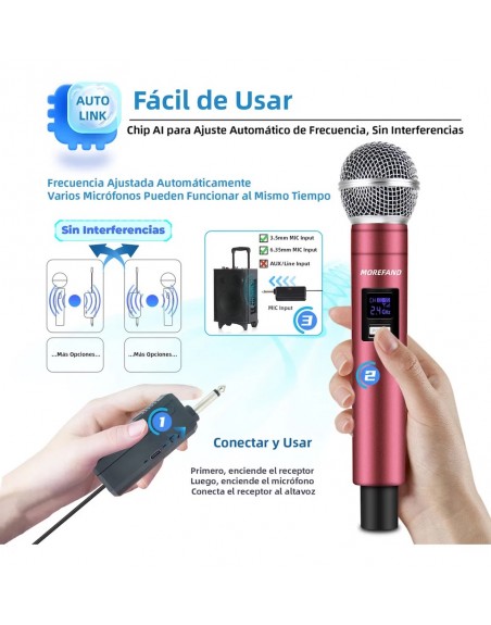 Microfono Dinamico Inalambrico Recargable X108 B1 Rojo