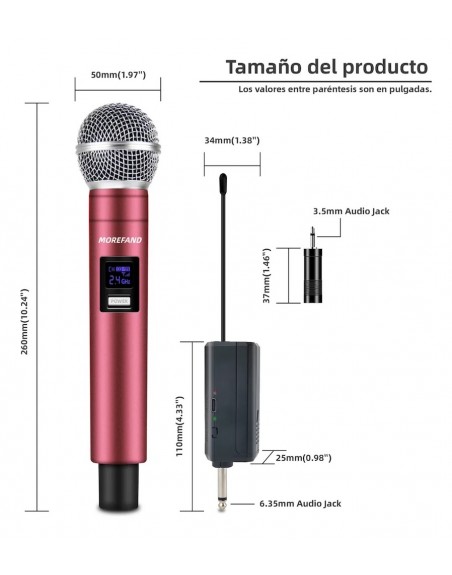 Microfono Dinamico Inalambrico Recargable X108 B1 Rojo