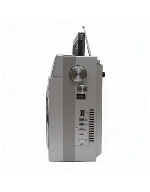 Grabadora Portatil Gris Retro Vintage CASSETTE radio USB Bluetooth