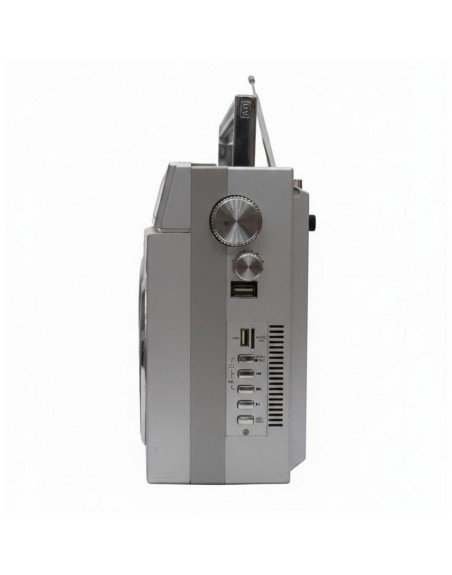 Grabadora Portatil Gris Retro Vintage CASSETTE radio USB Bluetooth