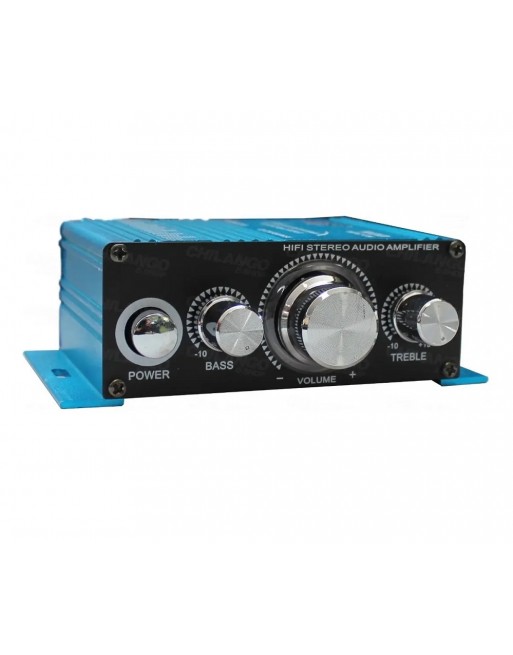 Mini Amplificador DXR 2 Canales Clase AB RCA Azul 12V