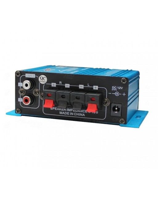 Mini Amplificador DXR 2 Canales Clase AB RCA Azul 12V