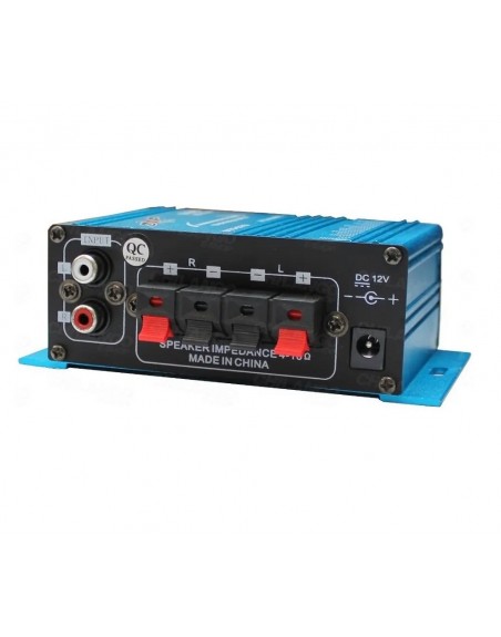 Mini Amplificador DXR 2 Canales Clase AB RCA Azul 12V