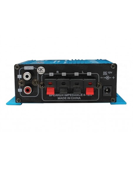 Mini Amplificador DXR 2 Canales Clase AB RCA Azul 12V