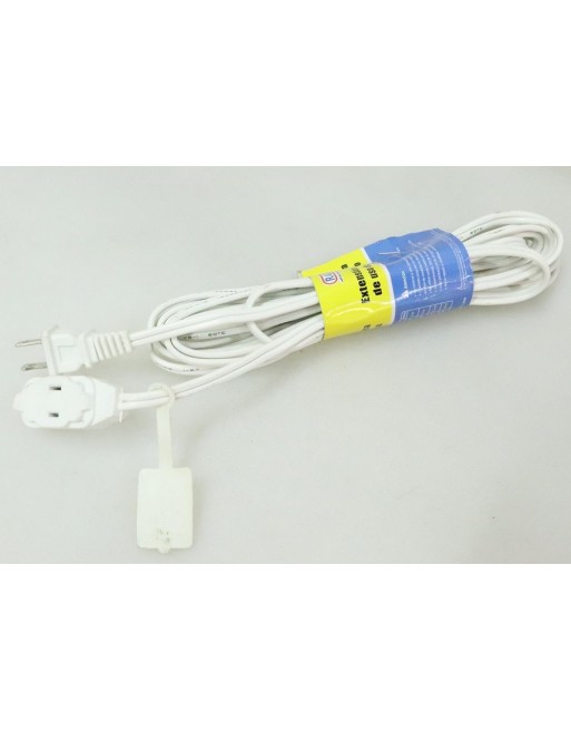 Extension Electrica Domestica Blanca 5 Metros Calibre 16 Con Cable Plano