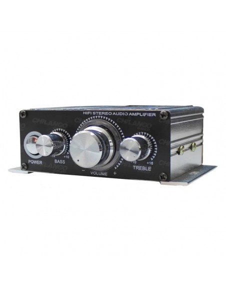 Mini Amplificador DXR 2 Canales Clase AB RCA Gris 12V