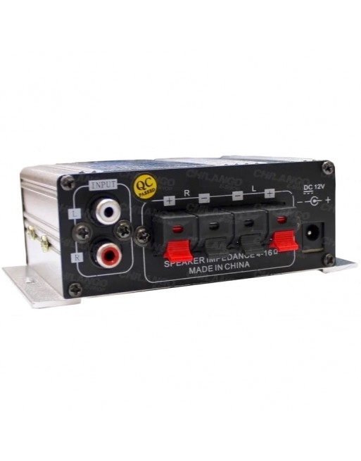 Mini Amplificador DXR 2 Canales Clase AB RCA Gris 12V