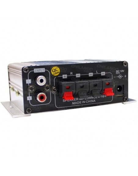 Mini Amplificador DXR 2 Canales Clase AB RCA Gris 12V